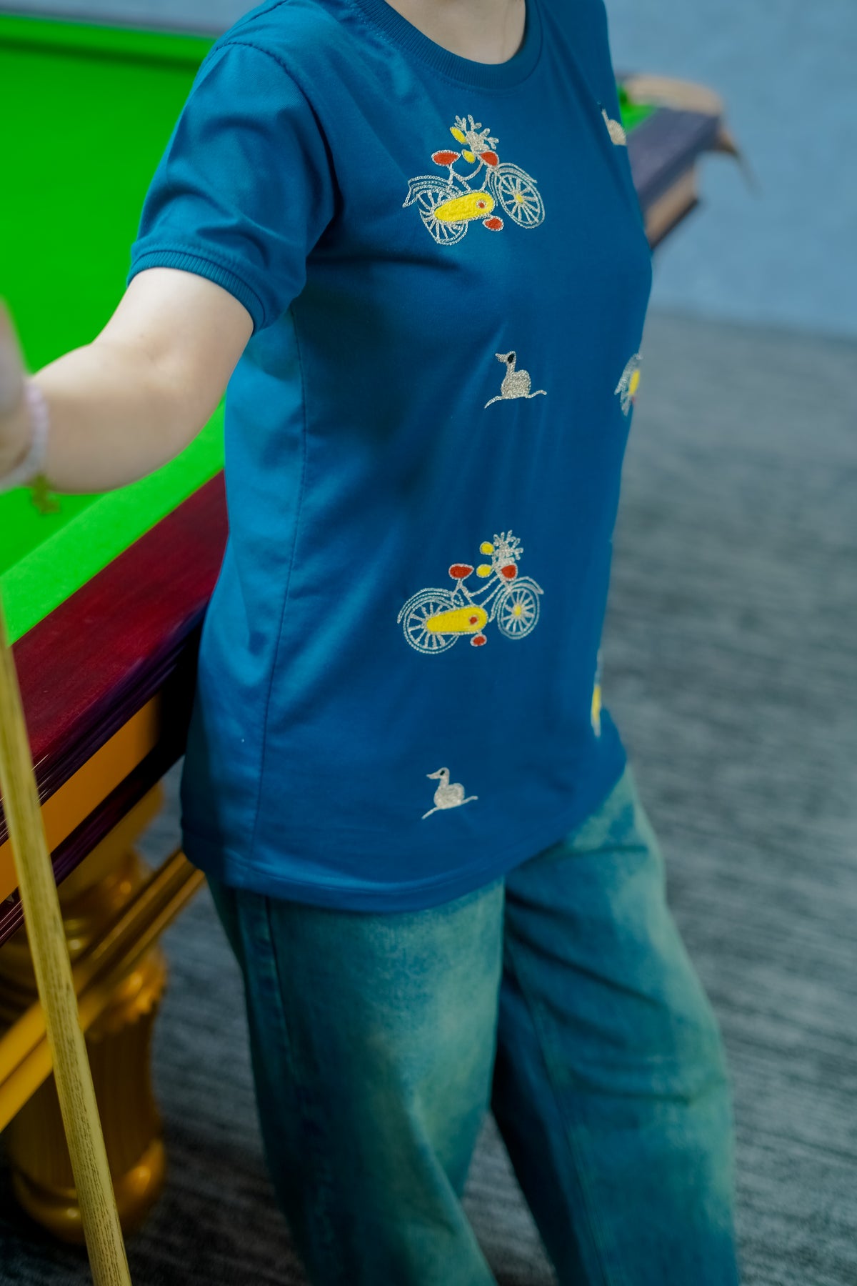 Blue Embroidered T-Shirt