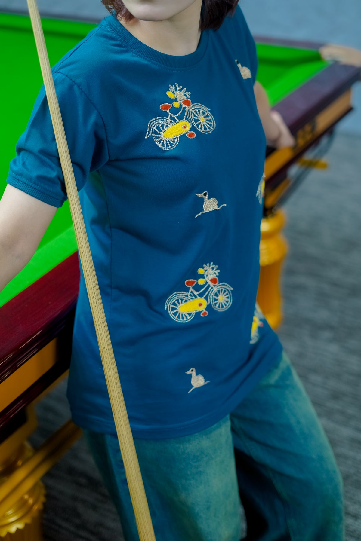 Blue Embroidered T-Shirt