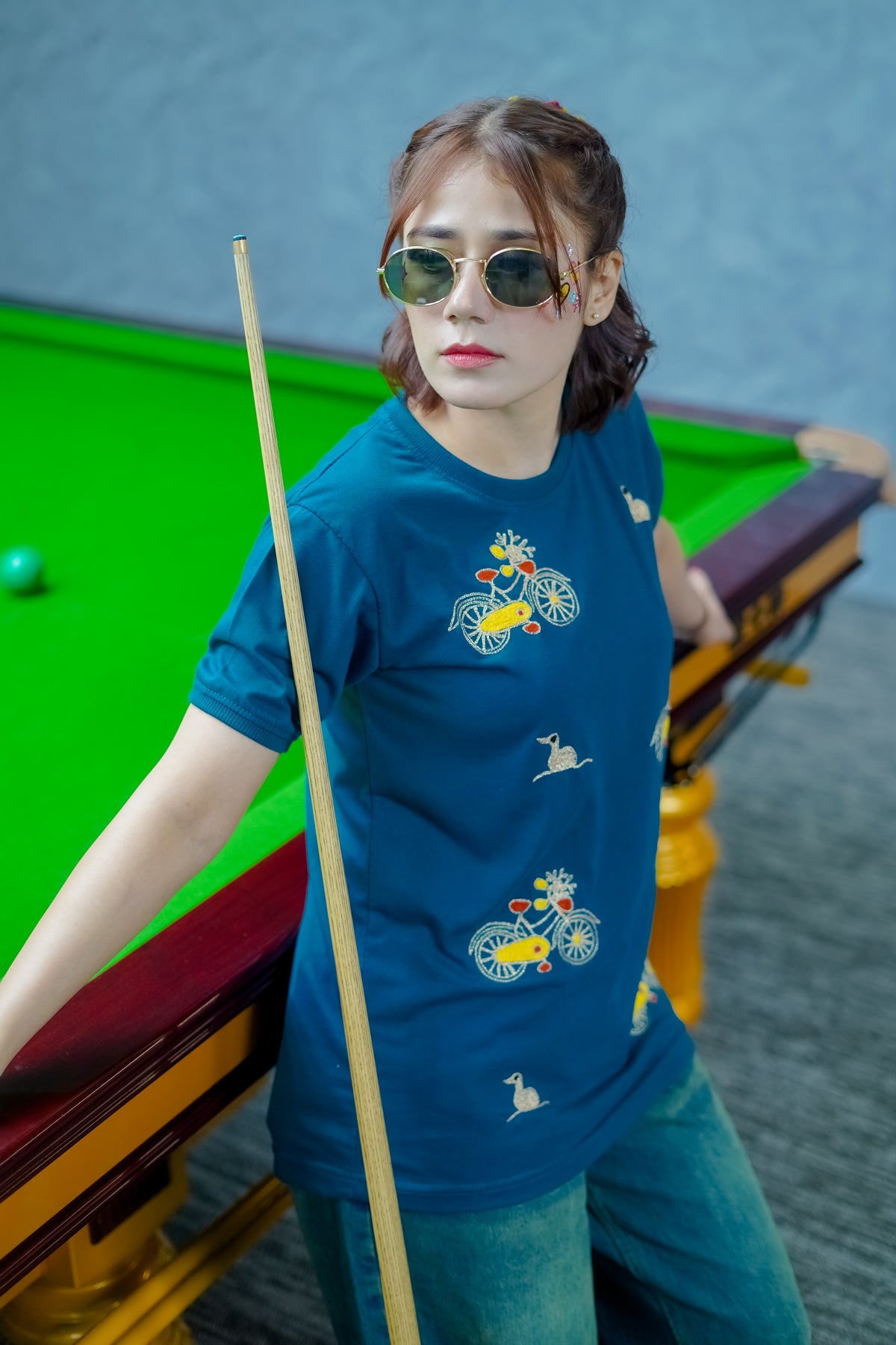 Blue Embroidered T-Shirt