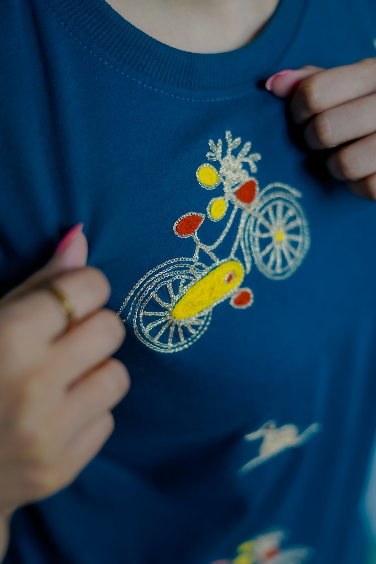 Blue Embroidered T-Shirt