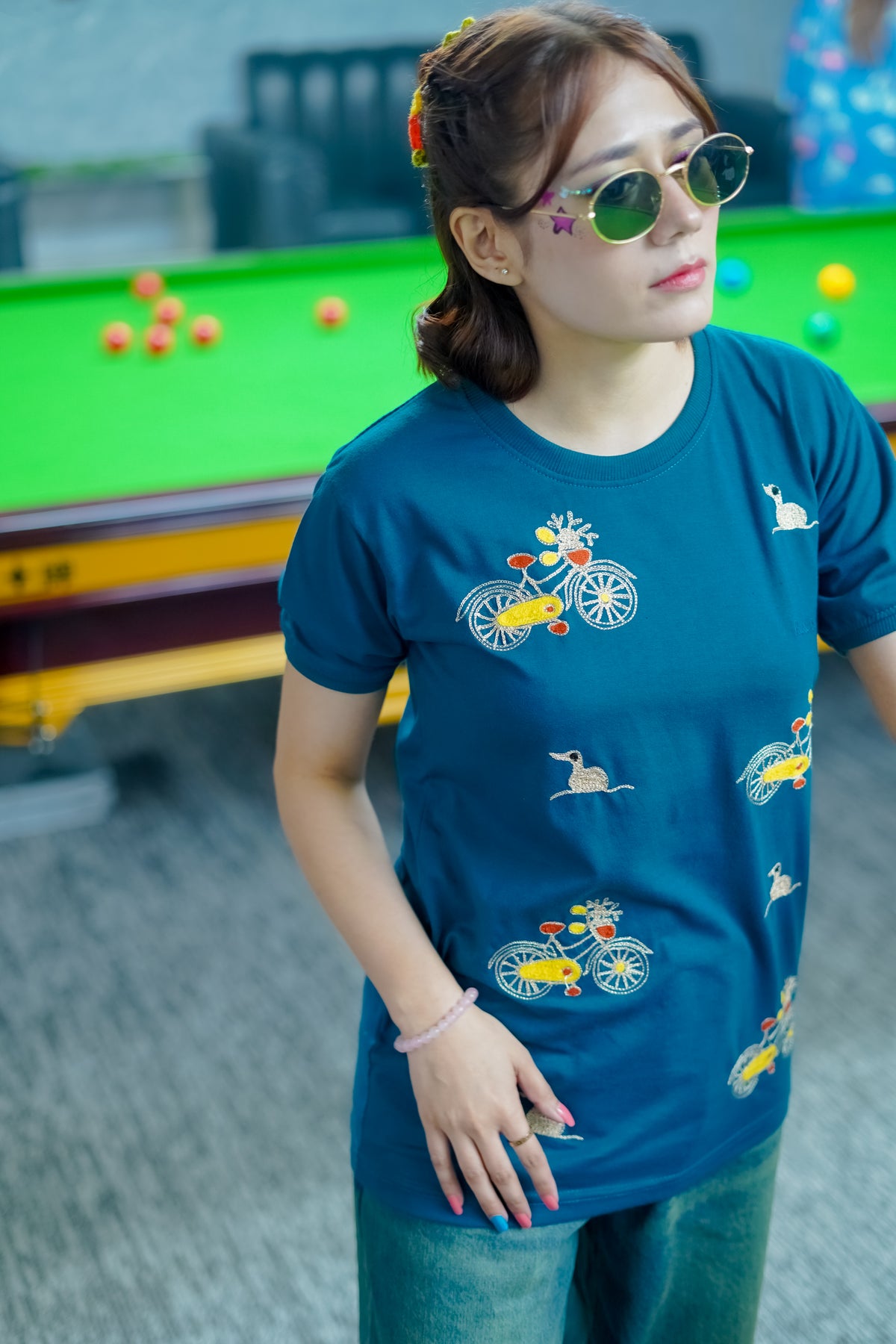 Blue Embroidered T-Shirt