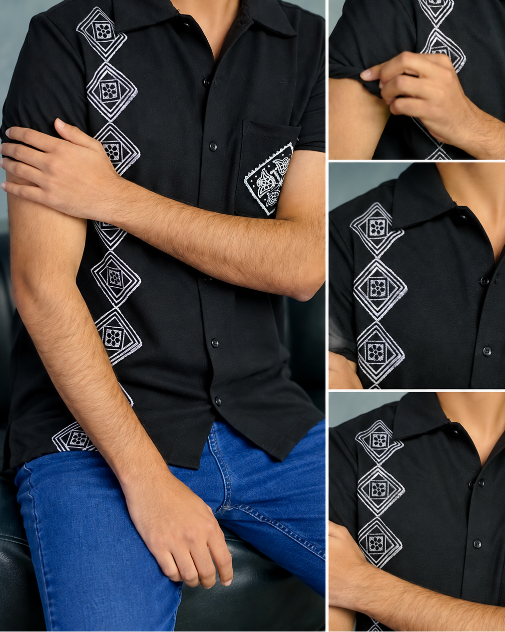 Black Block Print Shirt