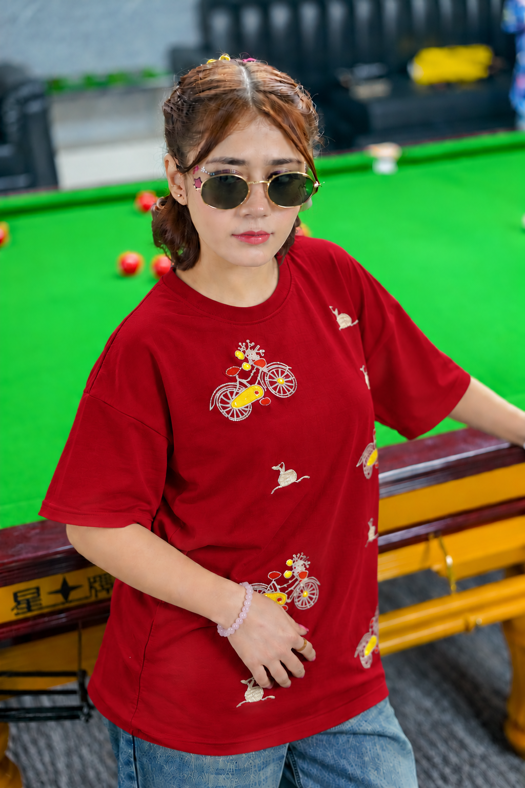 Blue Embroidered T-Shirt