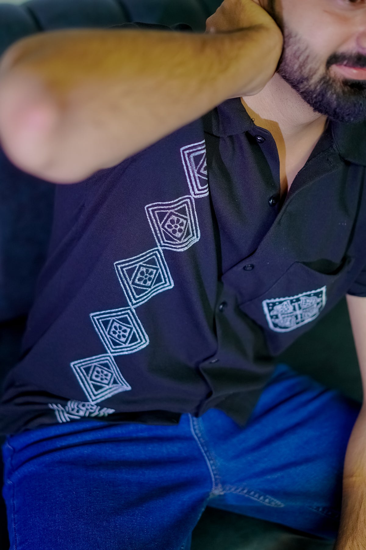Black Block Print Shirt