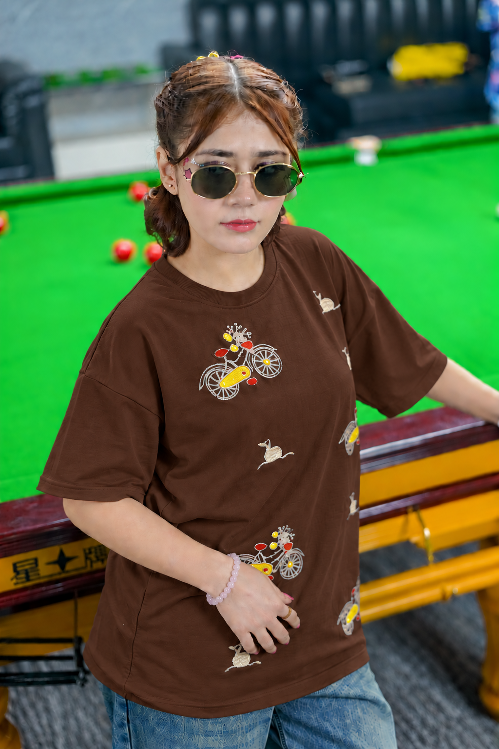Blue Embroidered T-Shirt