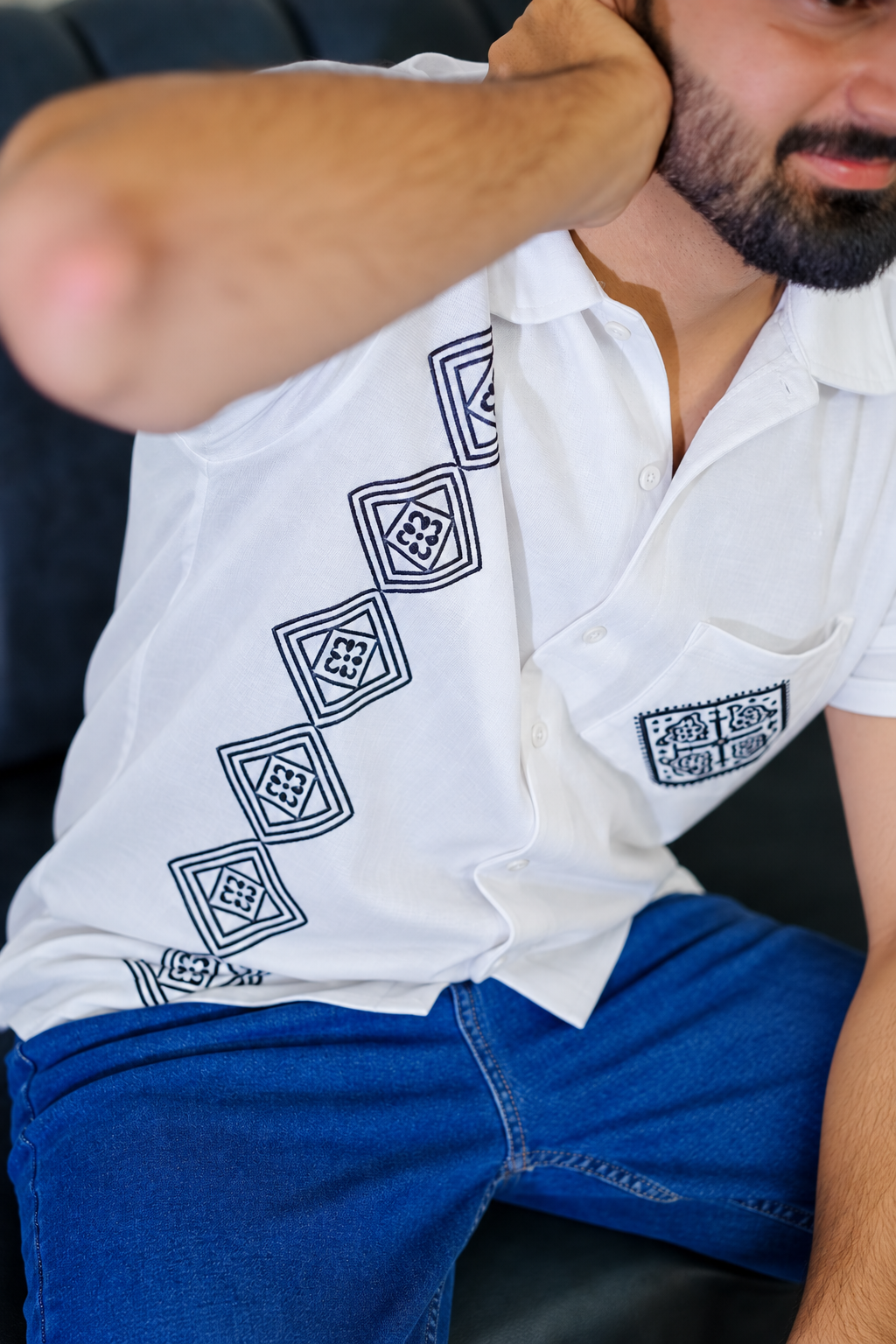 Black Block Print Shirt