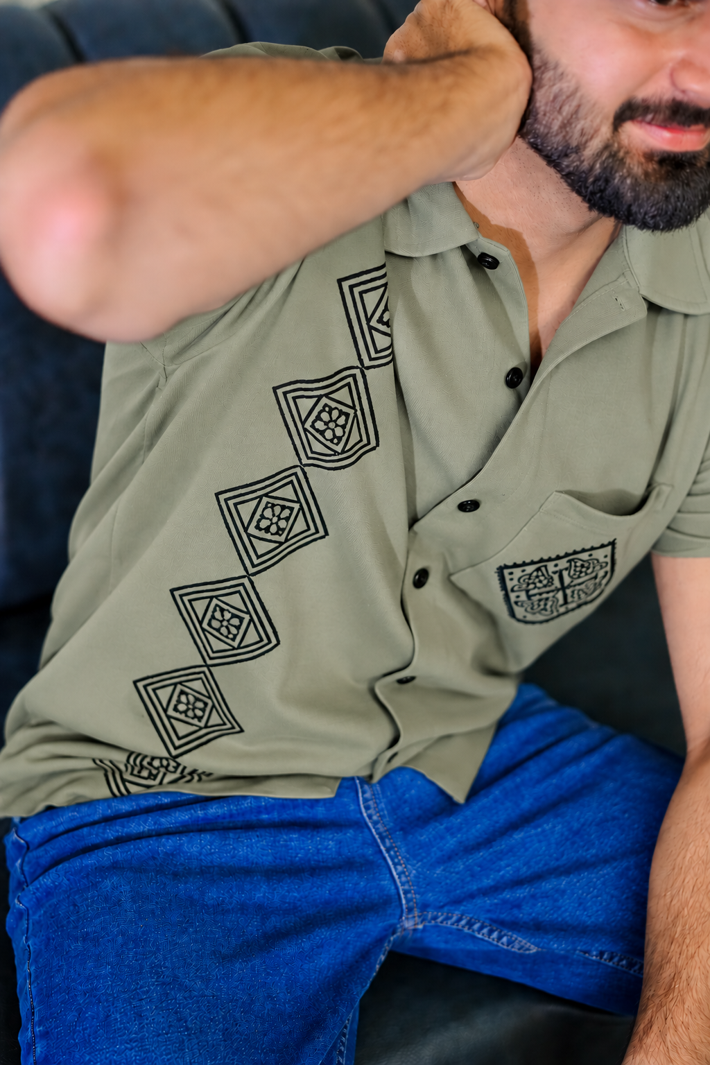 Black Block Print Shirt