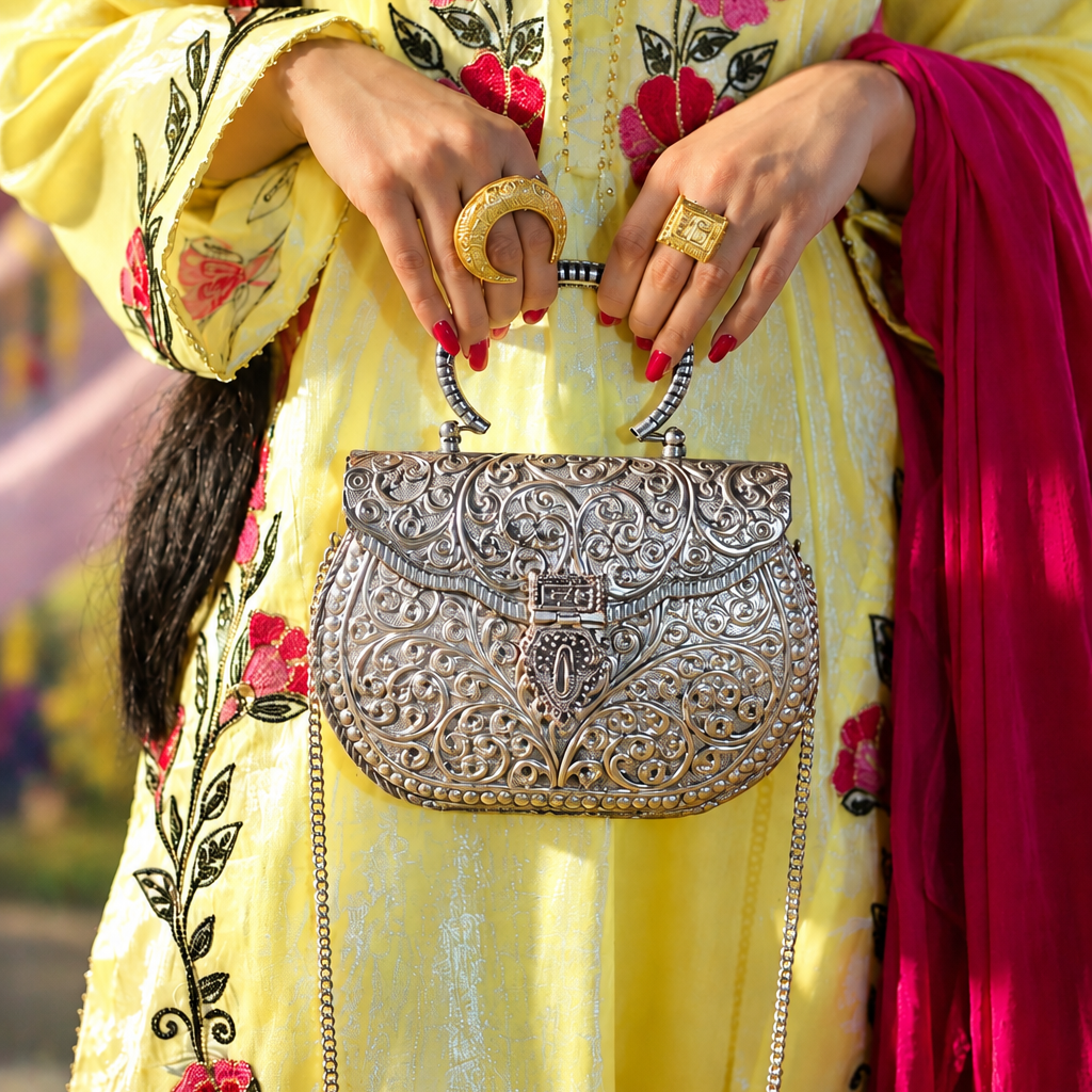 Indian Thappa Silver Clutch