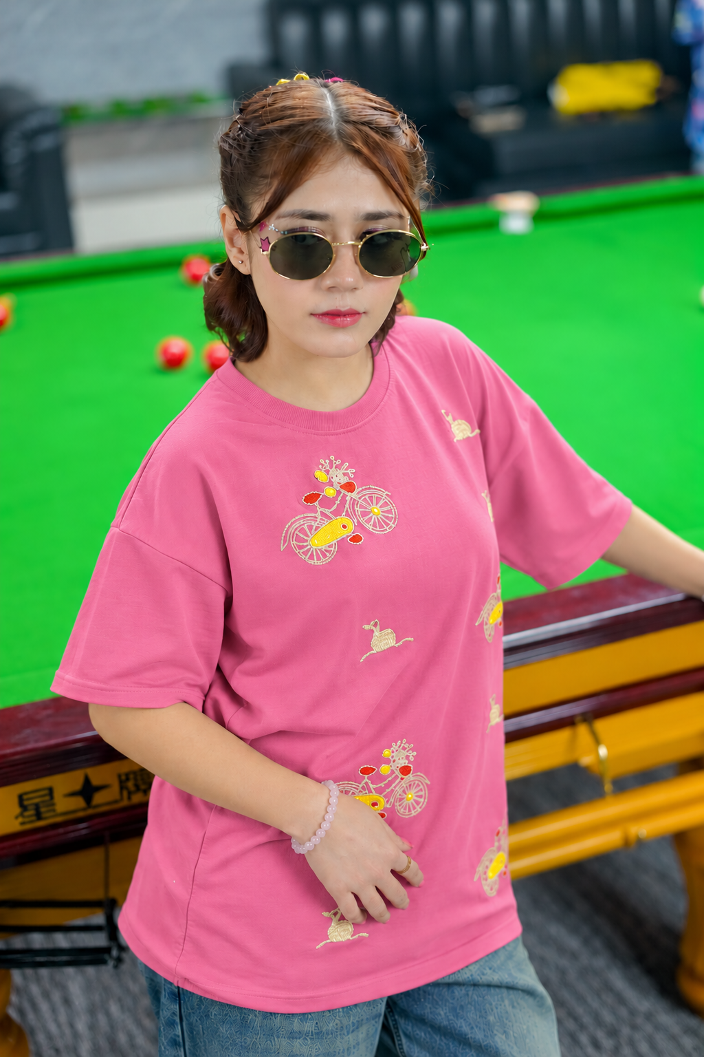 Blue Embroidered T-Shirt