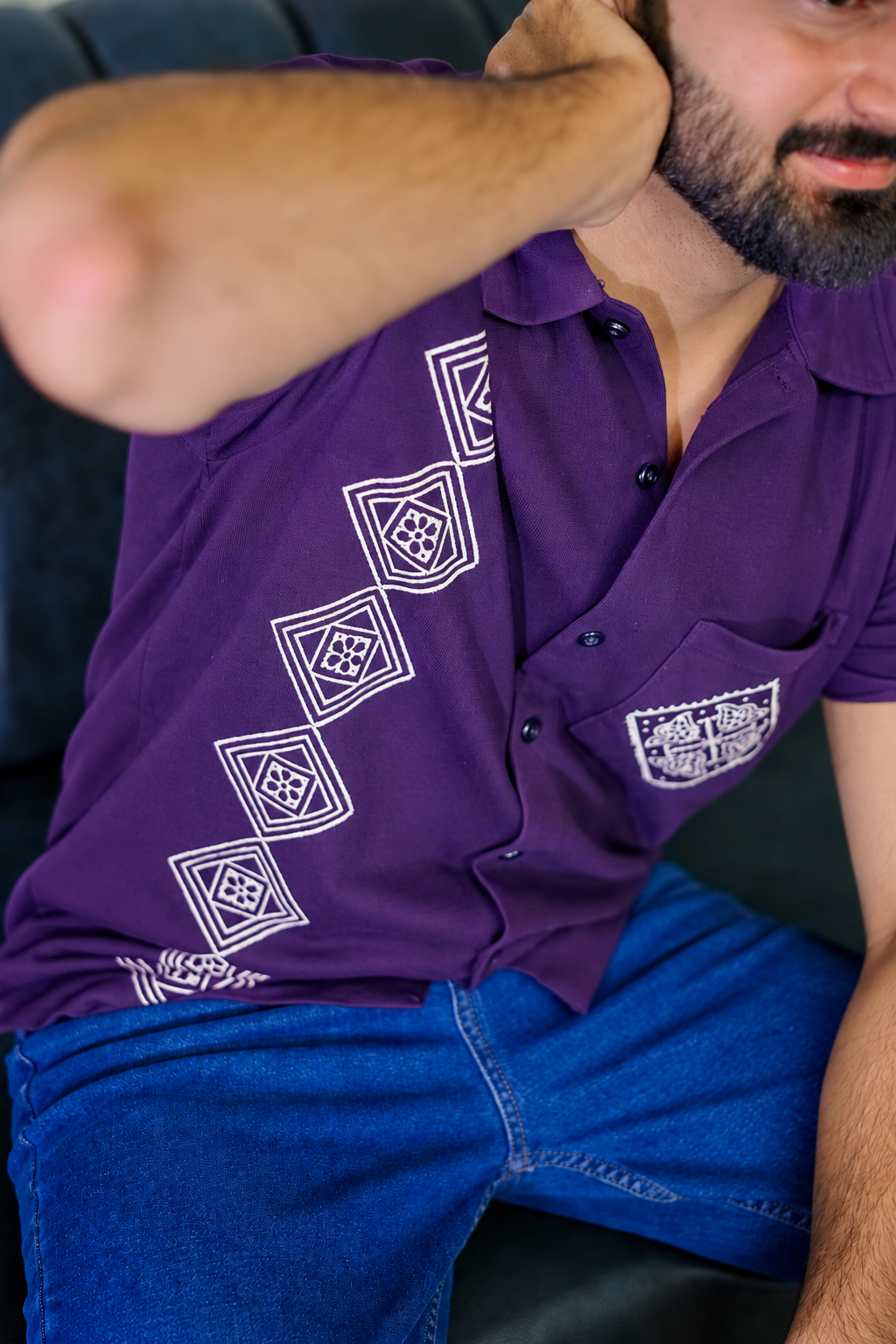 Black Block Print Shirt
