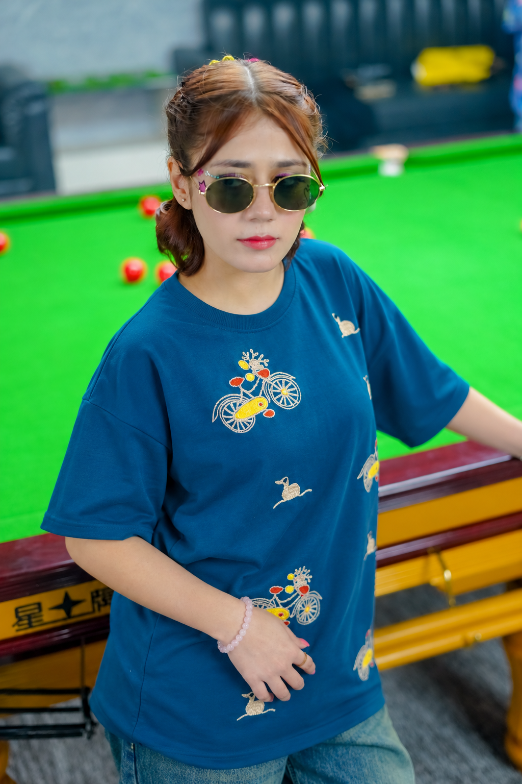 Blue Embroidered T-Shirt