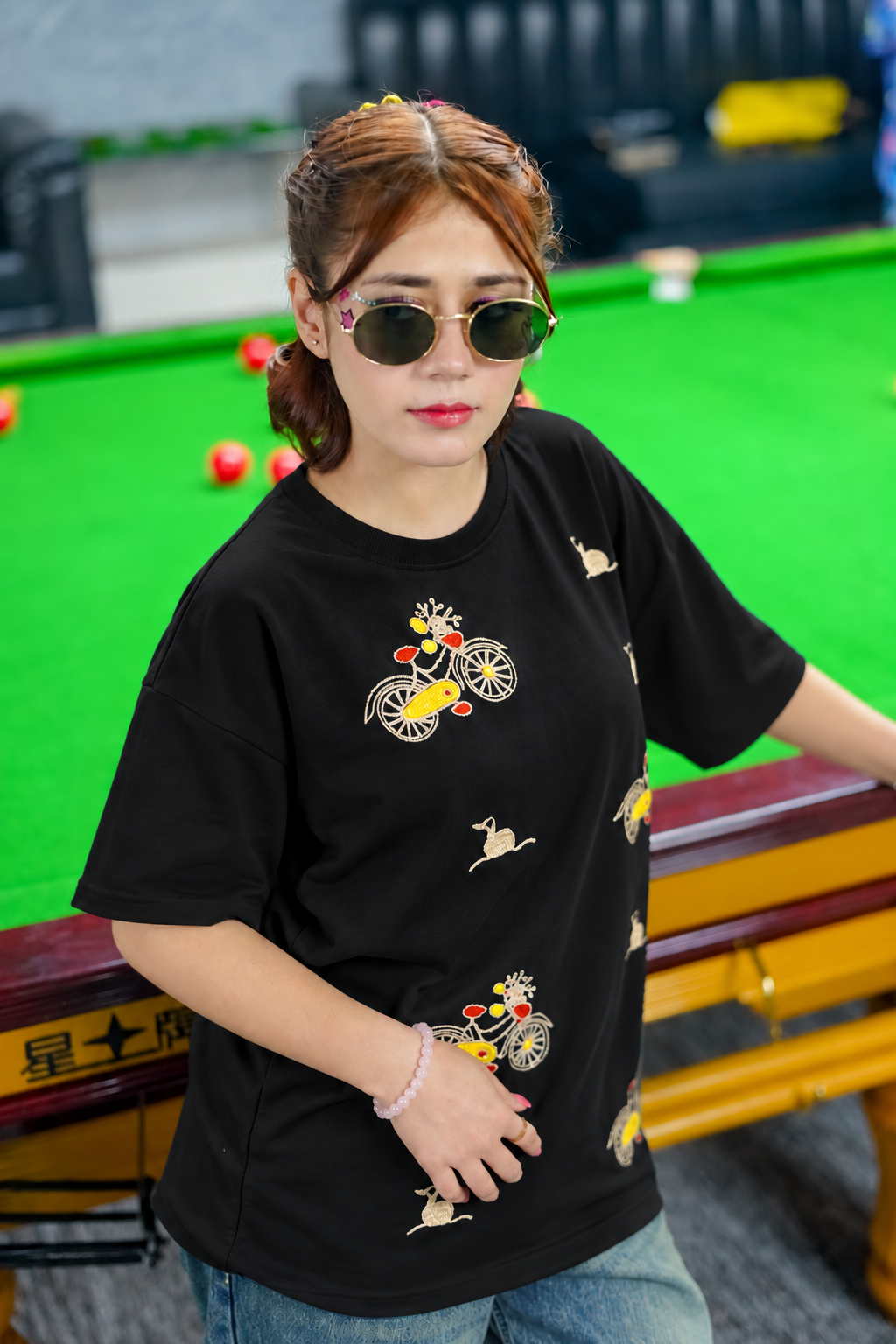 Blue Embroidered T-Shirt