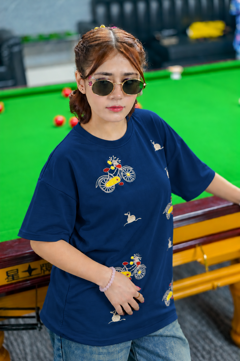 Blue Embroidered T-Shirt