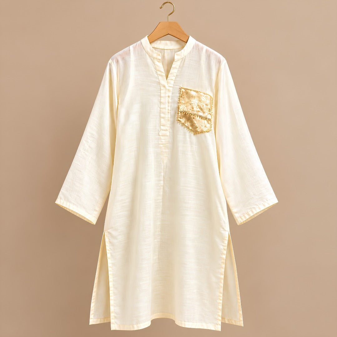 Off-White Shirt with Champa Pocket