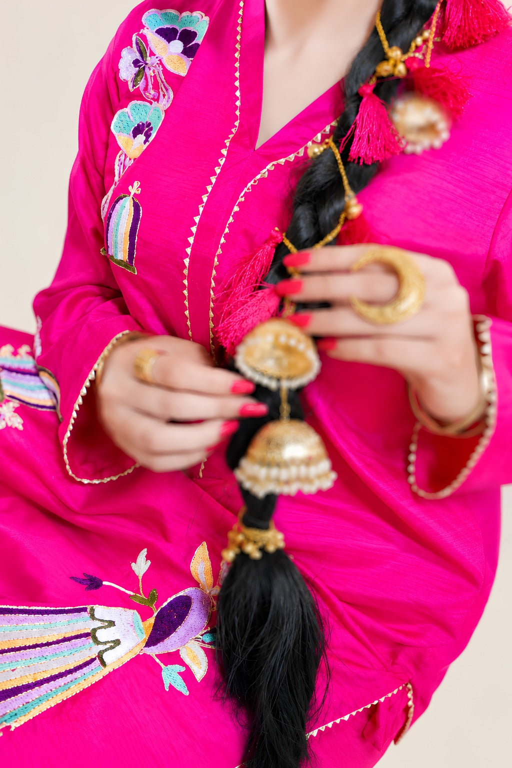 Magenta Tasal Silk Suit