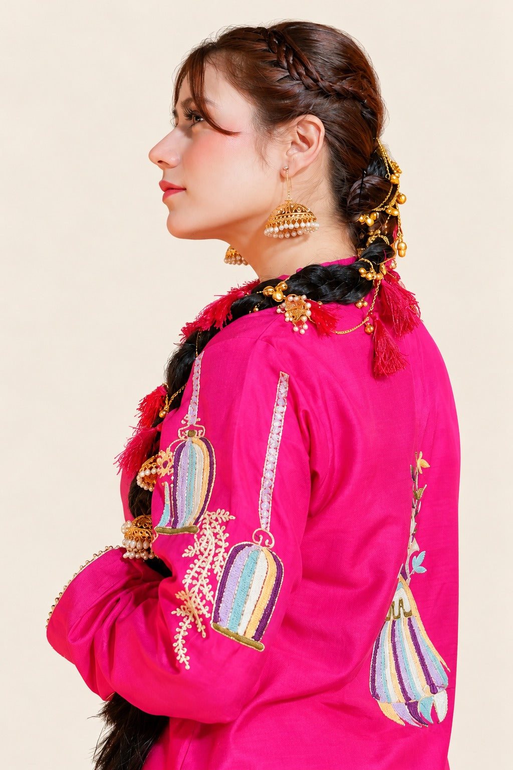 Magenta Tasal Silk Suit